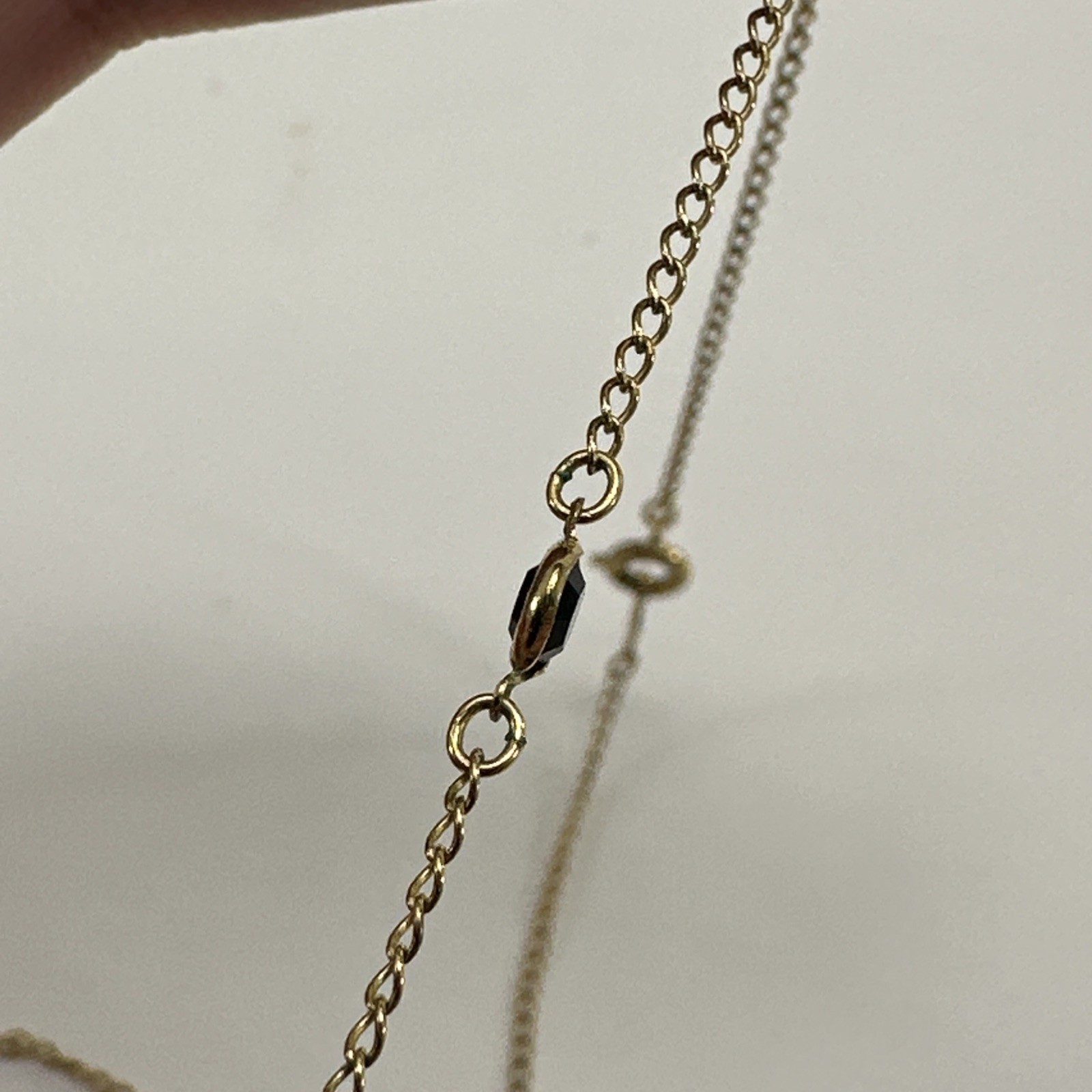 Vintage 12K Gold Plated Necklace Gold GE Chain With Black Stones Dainty Classic
