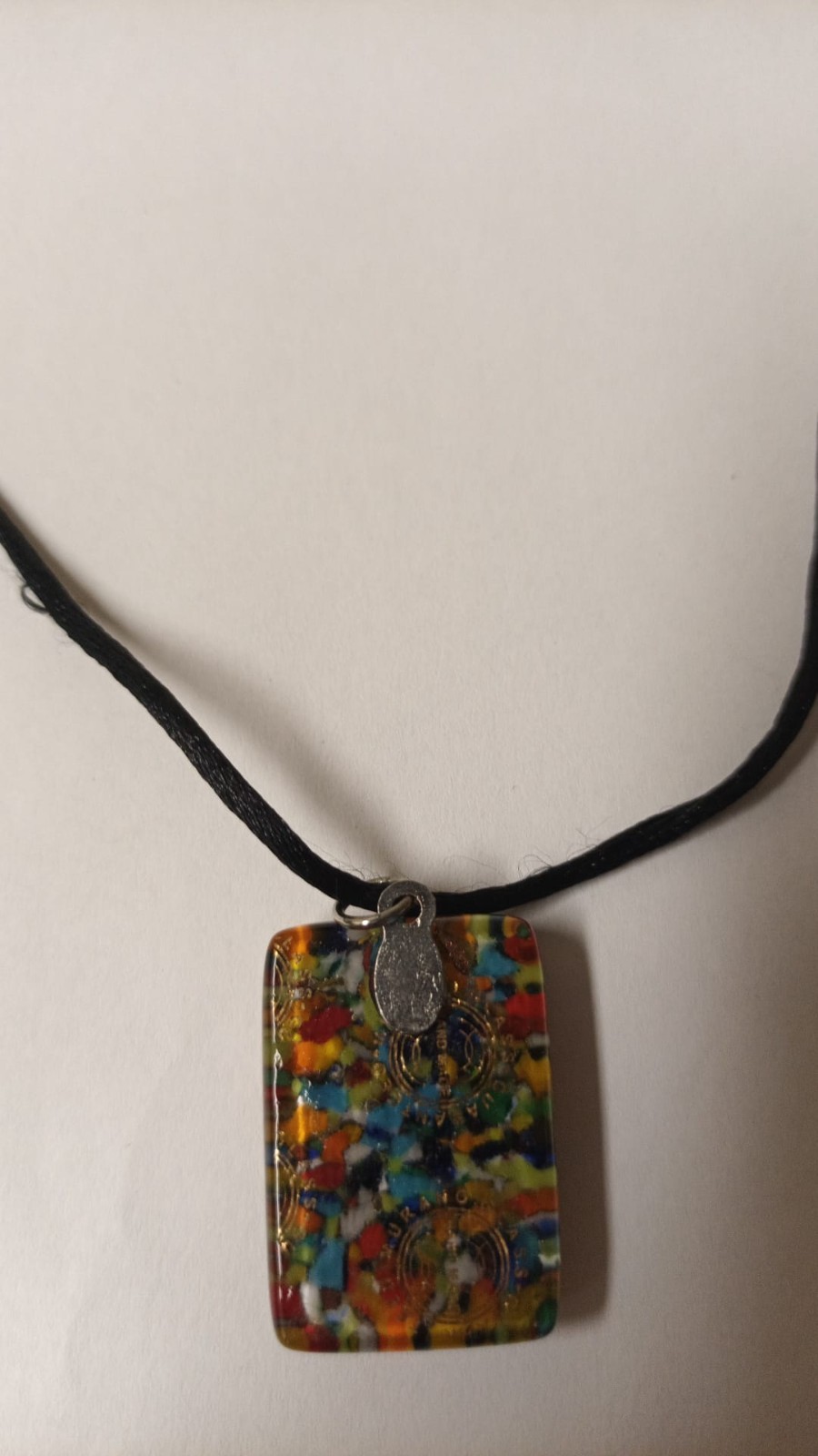 Vetro di Murano Italian Murano Art Glass Pendant Necklace w Black Floss