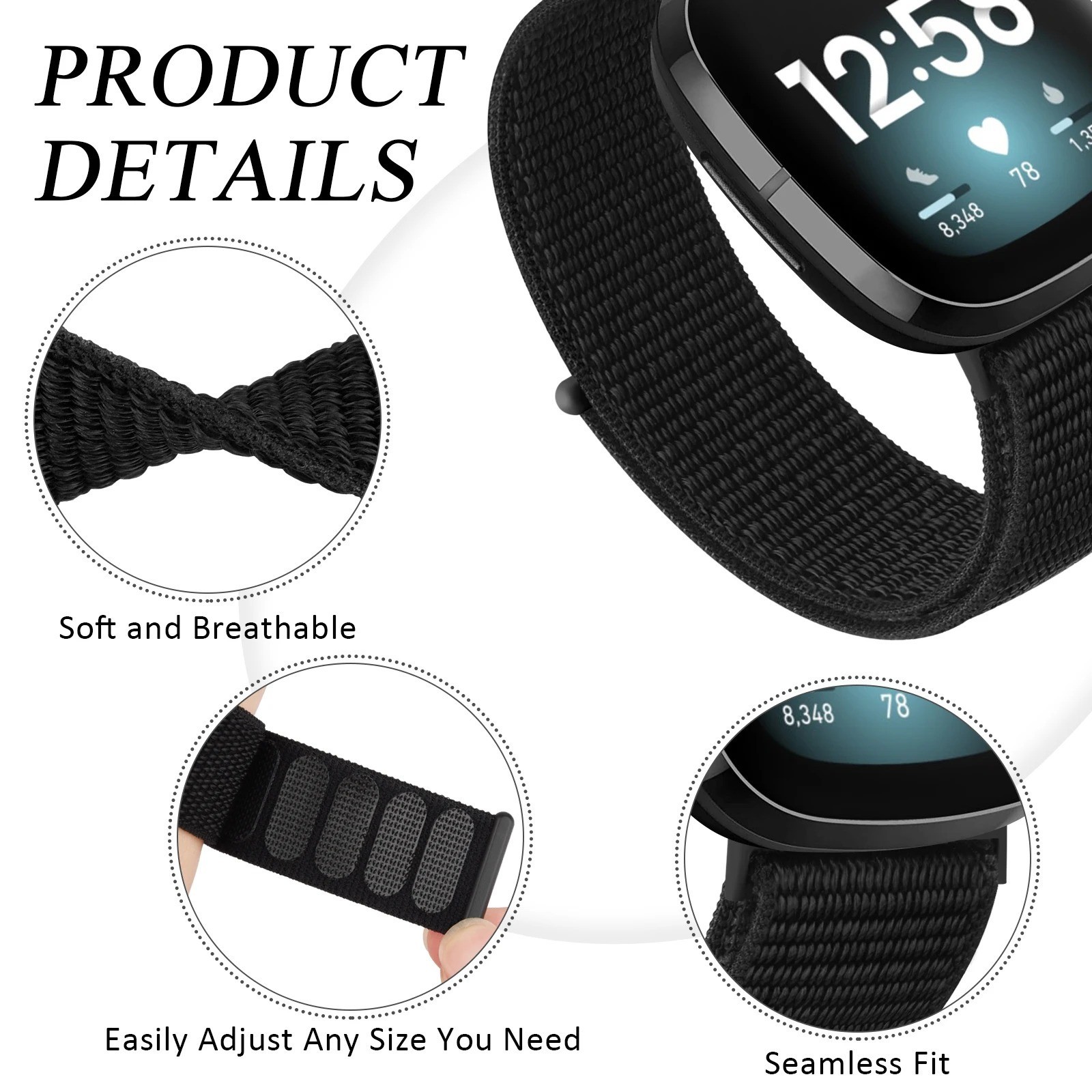 Nylon Watch Band For Fitbit Versa 3/Versa 4/Sense/Sense 2 Strap Wristband Strap