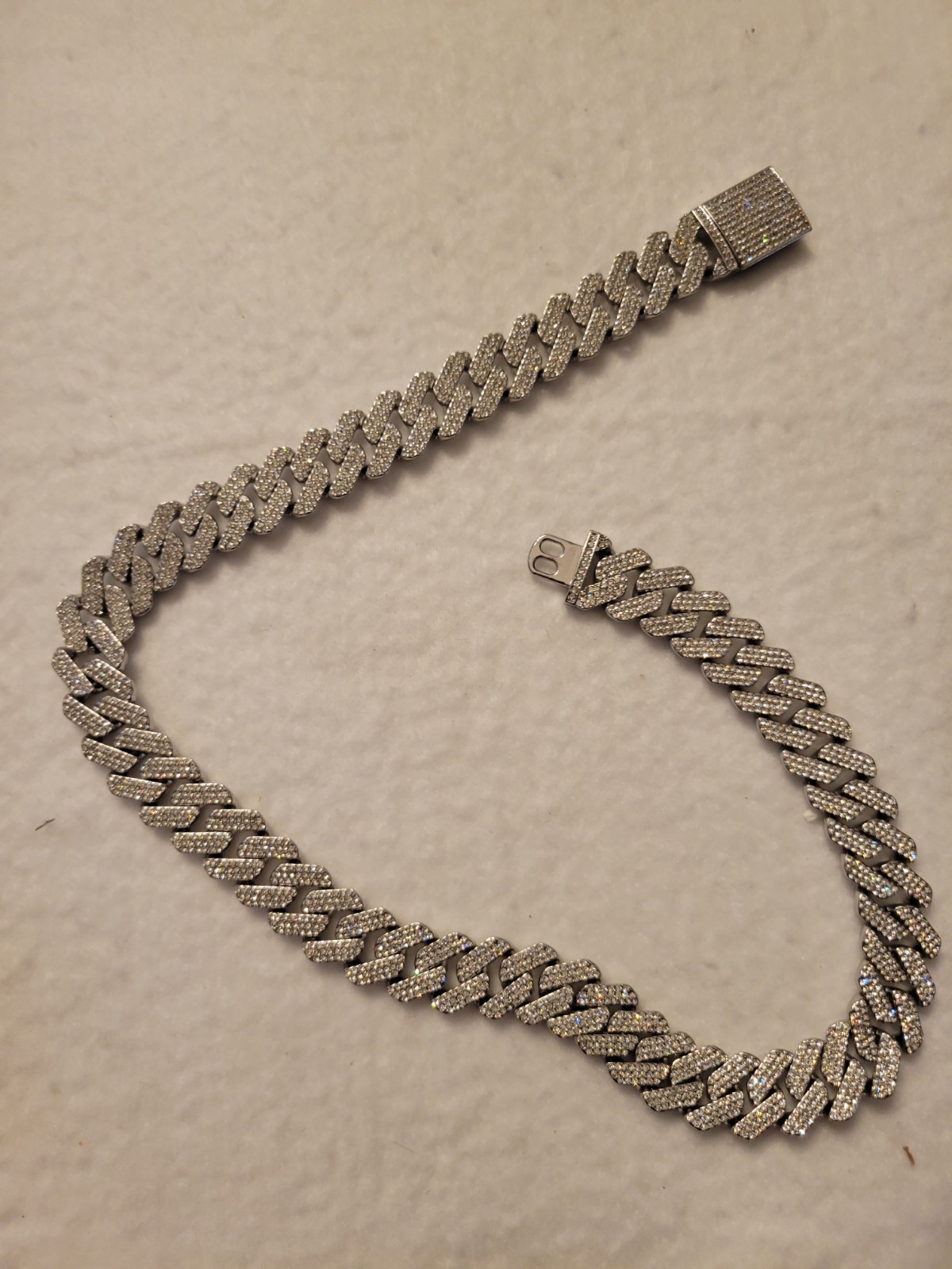 Cuban Link Chain Necklace Iced MOISSANITE Out 925 Silver Plated, 24 Inch , 20mm