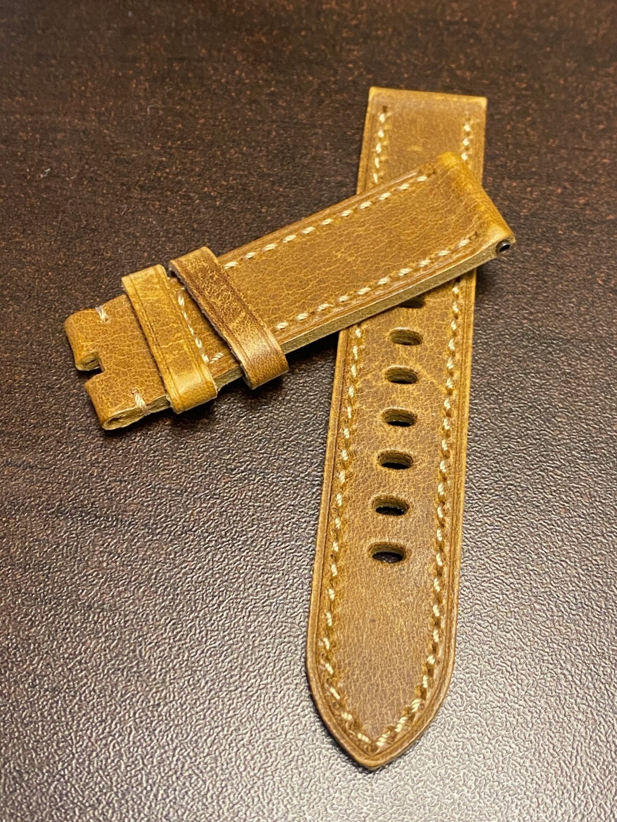 22mm Handmade Genuine Calf Leather Watch Band For Panerai Luminor – Brown