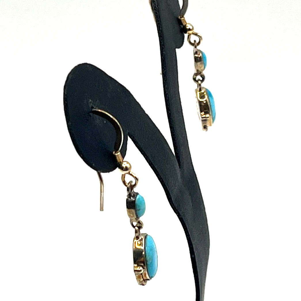 Turquoise Earrings 1″ Drop Dangle Hooks Philippines SW Style Sterling 925