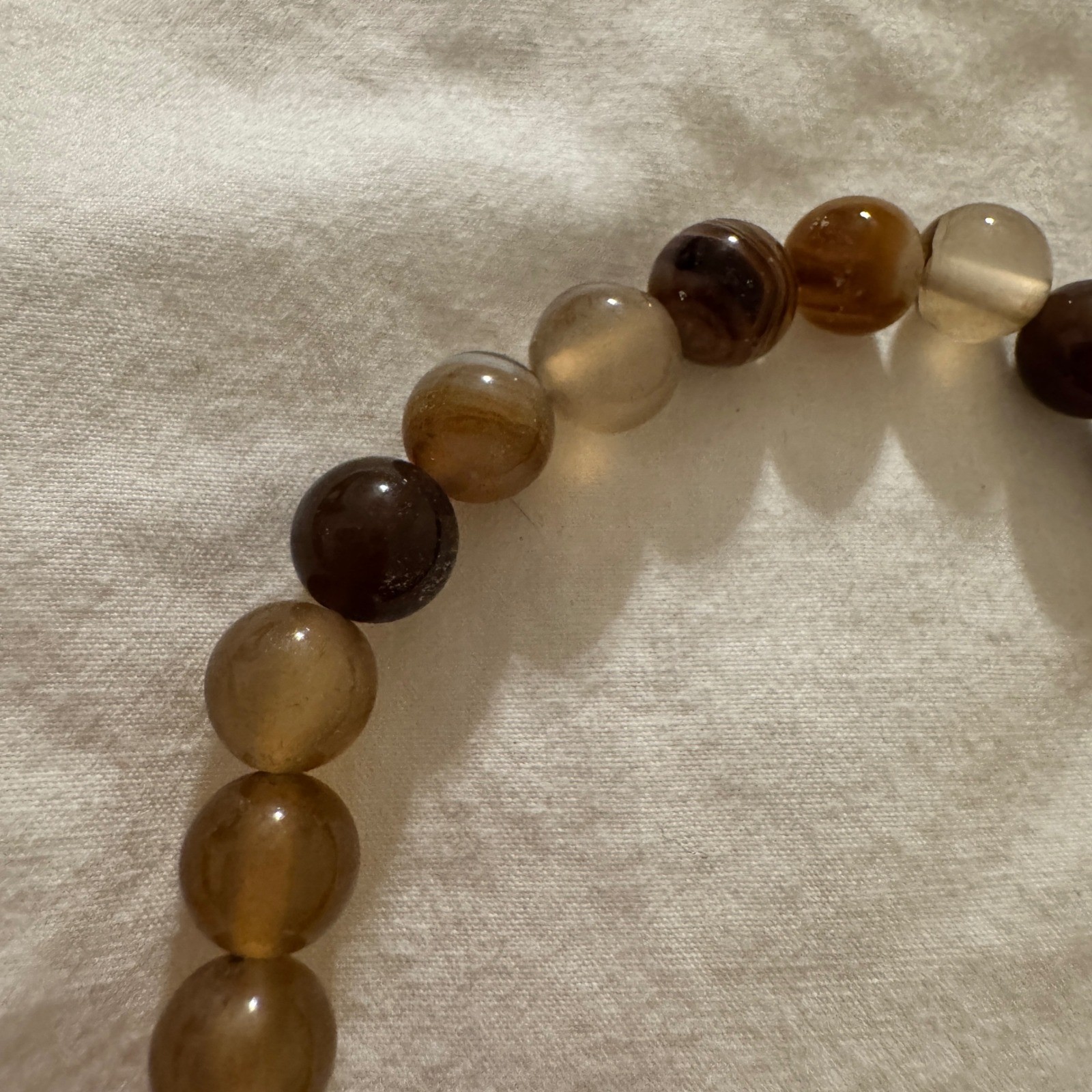 Natural Brown Agate Beaded Stretch Bracelet White Howlite Lava Rock Boho Stone