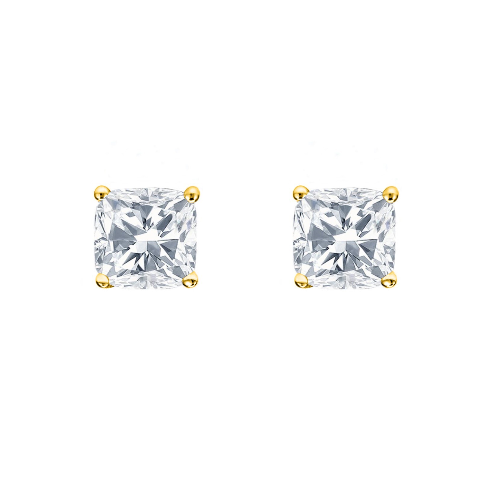 1 Ct Cushion Lab Created Grown Diamond Earring 14K Yellow Gold F/VS Martini Push