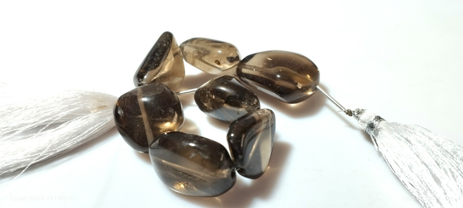 SMOKY QUARTZ NUGGET FREE SIZE SMOOTH TUMBLE JEWERY 7″INCH BRACELET