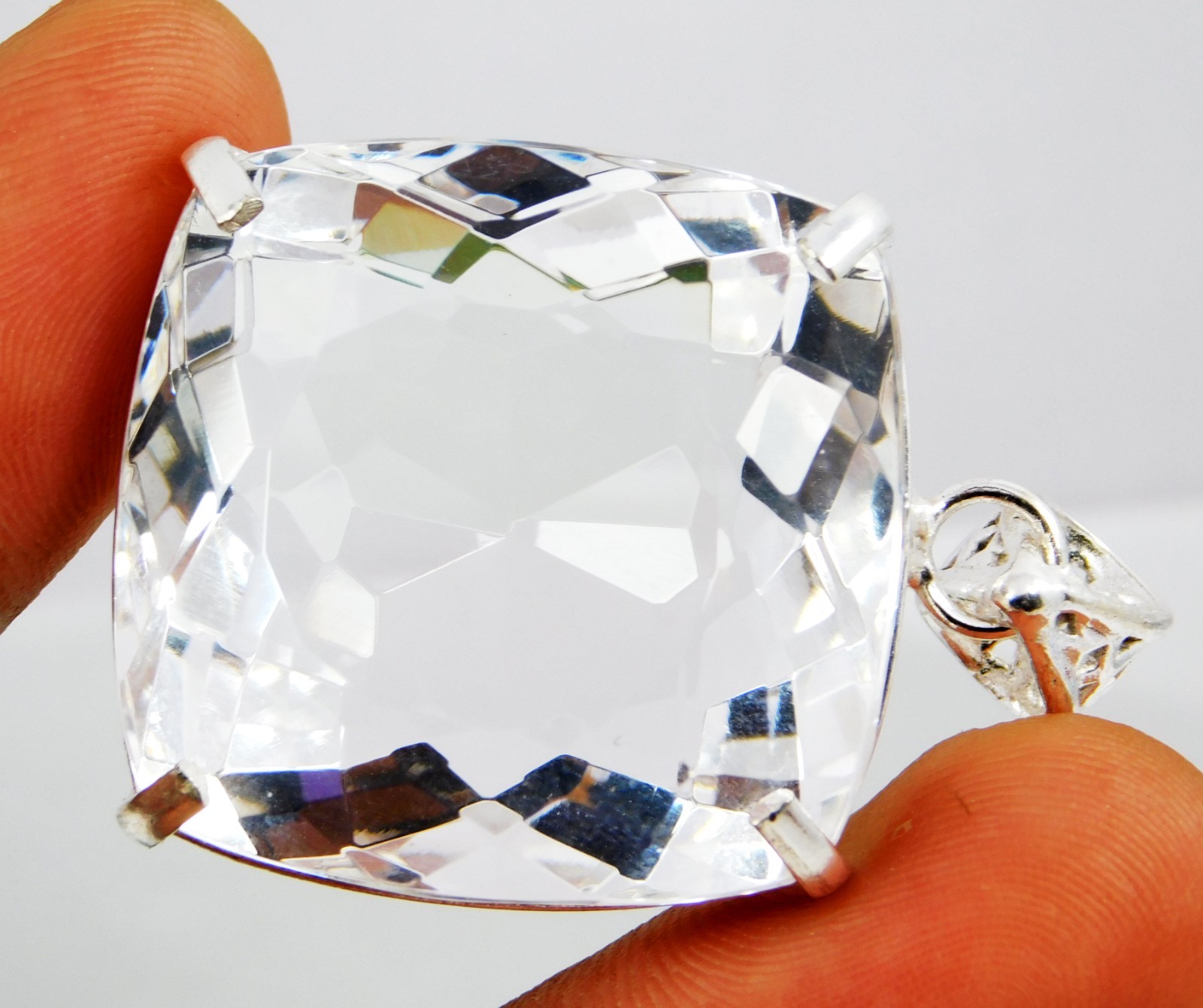 Certified 130.80 Ct Natural White/Colorless Topaz Cushion Cut Pendant Gemstone