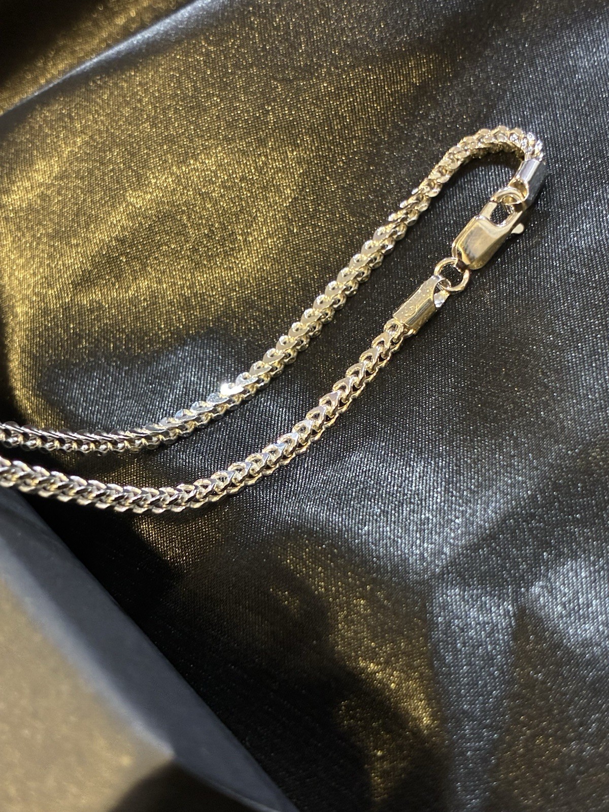 Unisex 925 Sterling Silver 2.5mm Square Franco Chain Necklace 22″ Rhodium Plated