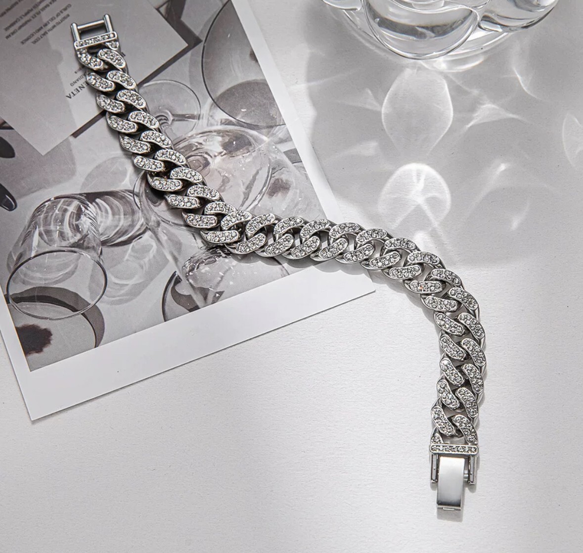 Male and Female both Full Paved Cuban chain Bracelet