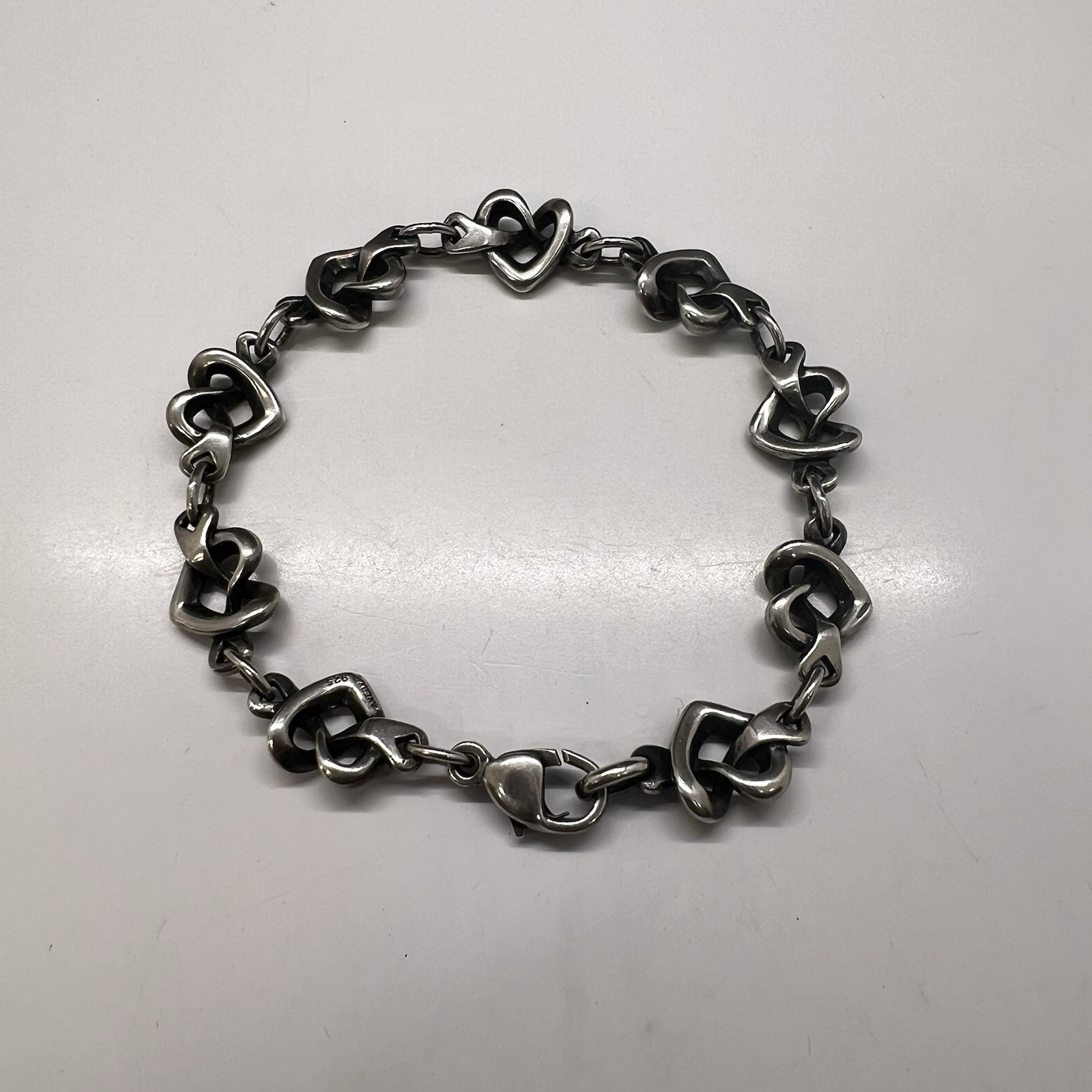 Retired James Avery Sterling Silver Open Heart Love Knot 6.5” Bracelet