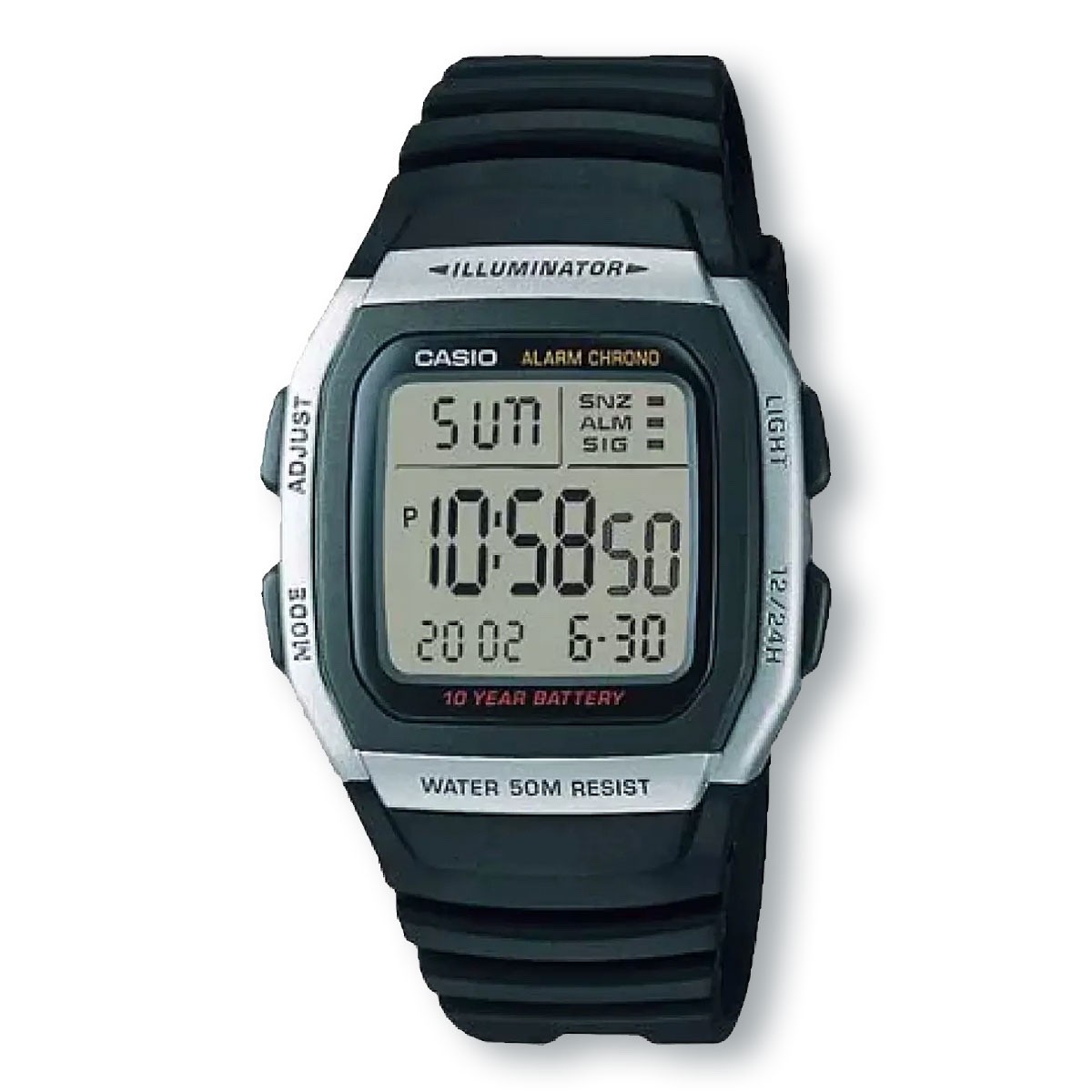 CASIO W96H-1AV Illuminator Sports Digital Watch, Black/Silver