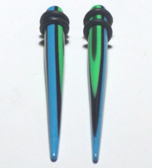 Two 6g 2 Inch Straight Tapers Muti Colo UVr Blue Black Green Stretcher O Rings