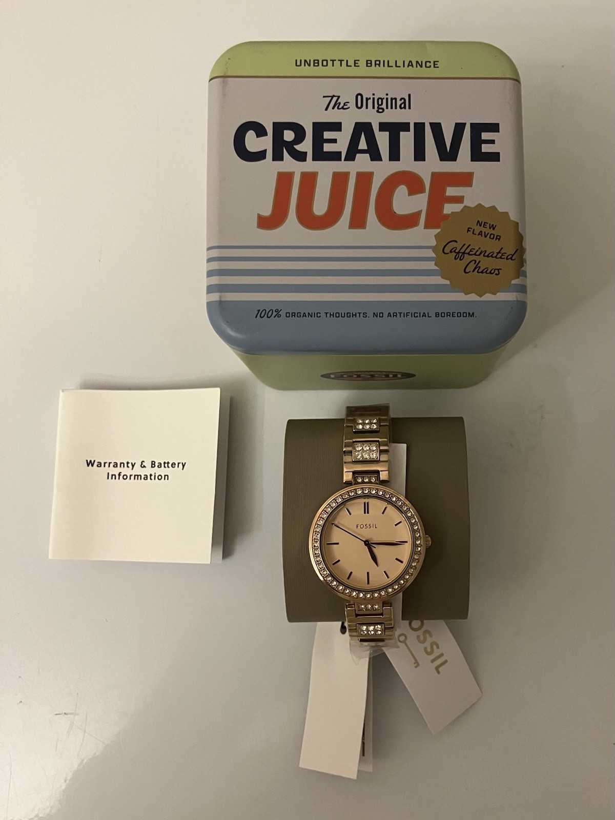 Fossil Women’s, 32mm, Karli Rose Gold Tone Crystal ! Miyota 2035 Caliber