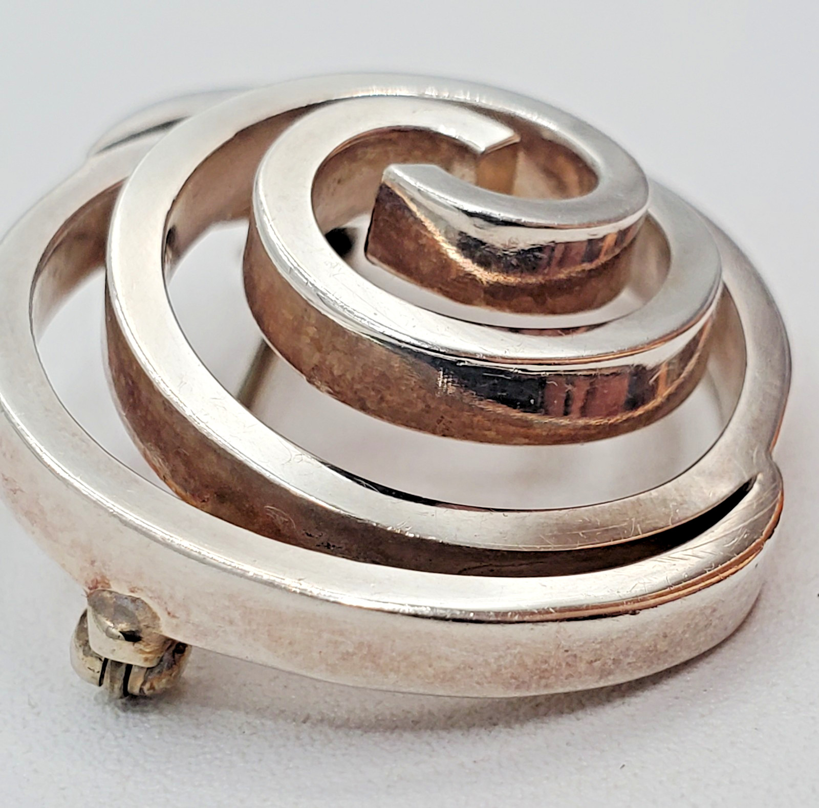 VTG 925 Spiral Brooch 1.25in Sterling Silver Solid 15g Abstract 3D Geometric