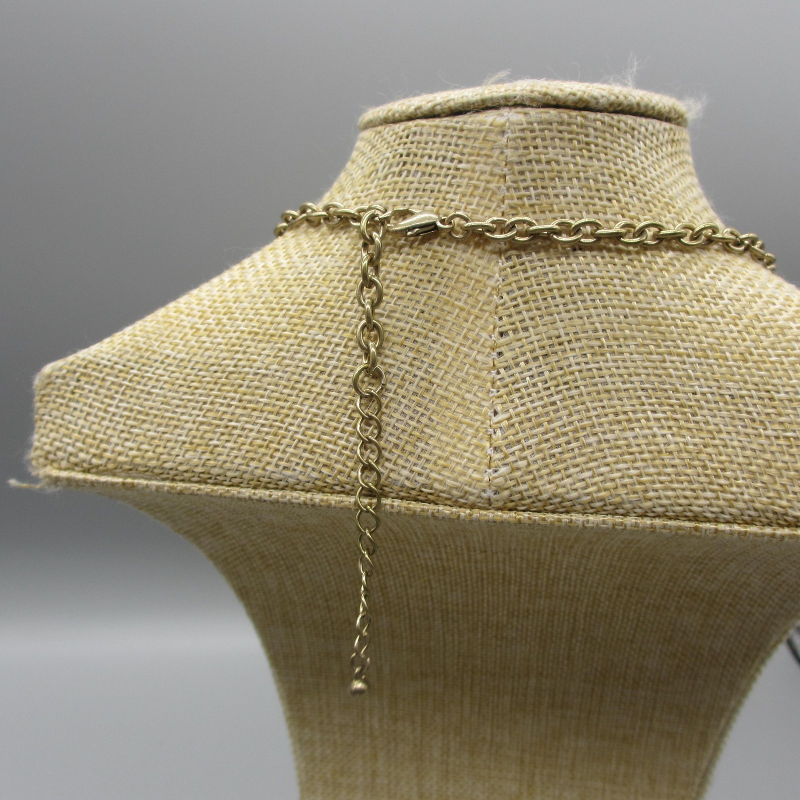 Statement Necklace Triangles Blue Gold Tone Filigree 22 Inch