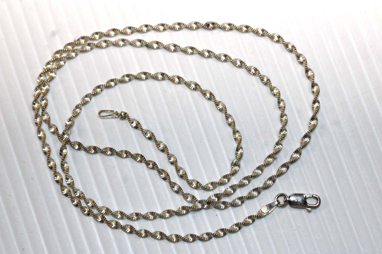 925 Sterling Silver Vintage Twisted Ribbon Rope Chain Necklace 24″ #236