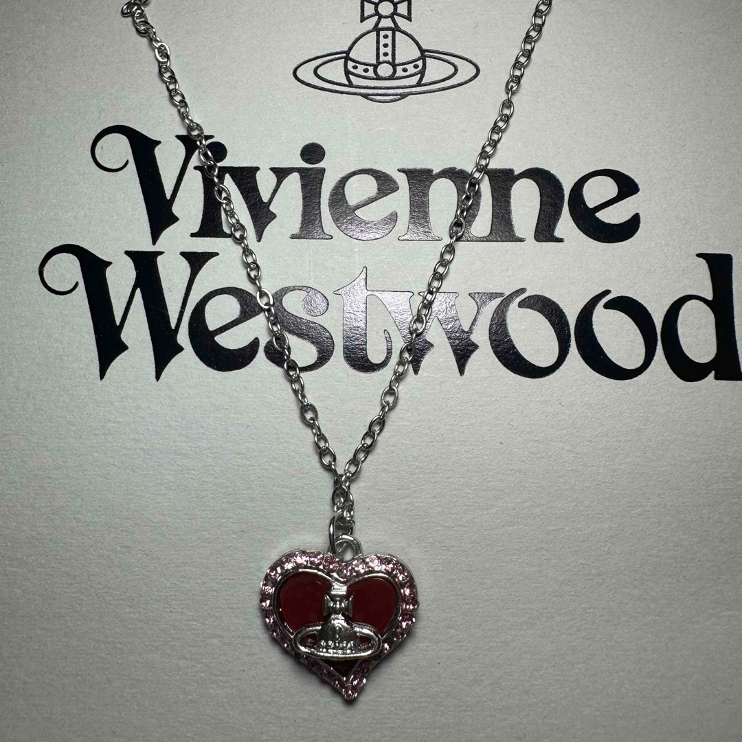 Vivienne Westwood Women’s Accessories Diamante Heart Necklace Red Fashion Art