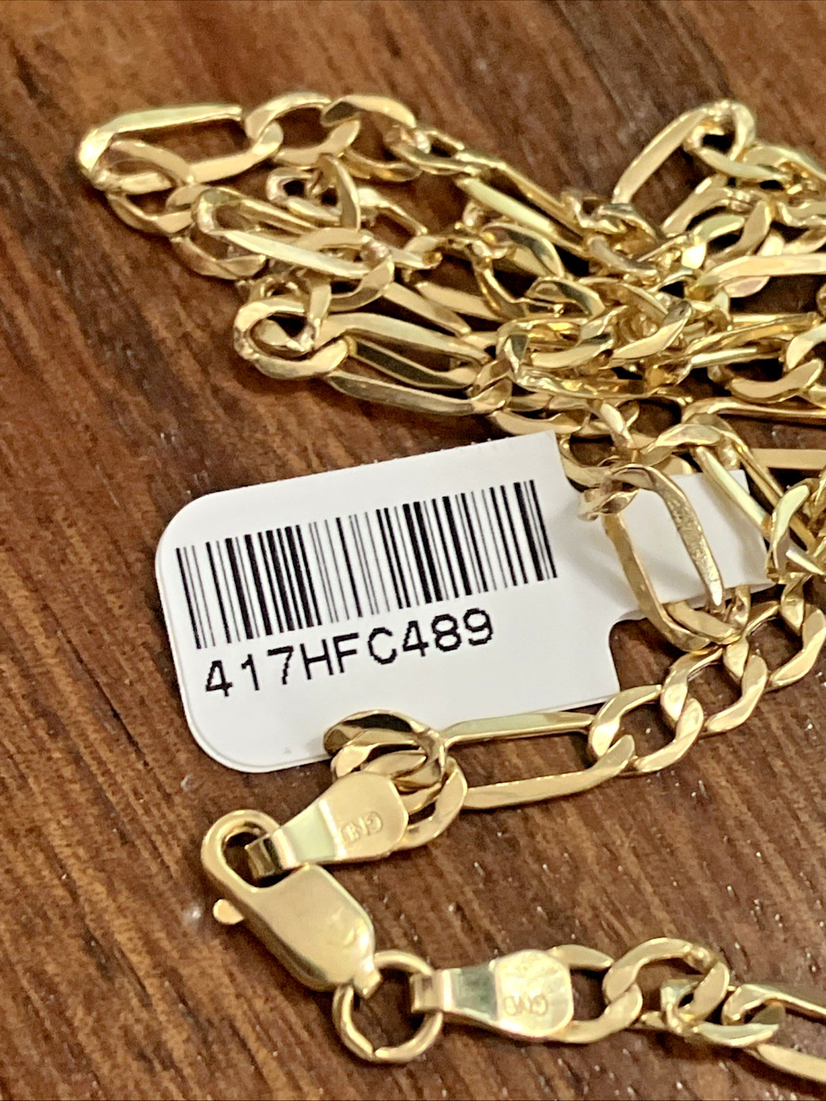 10kt Real Gold Figaro Link Hollow Chain 4.9grams 4mm 24” GND Brand New w/Tag 10K