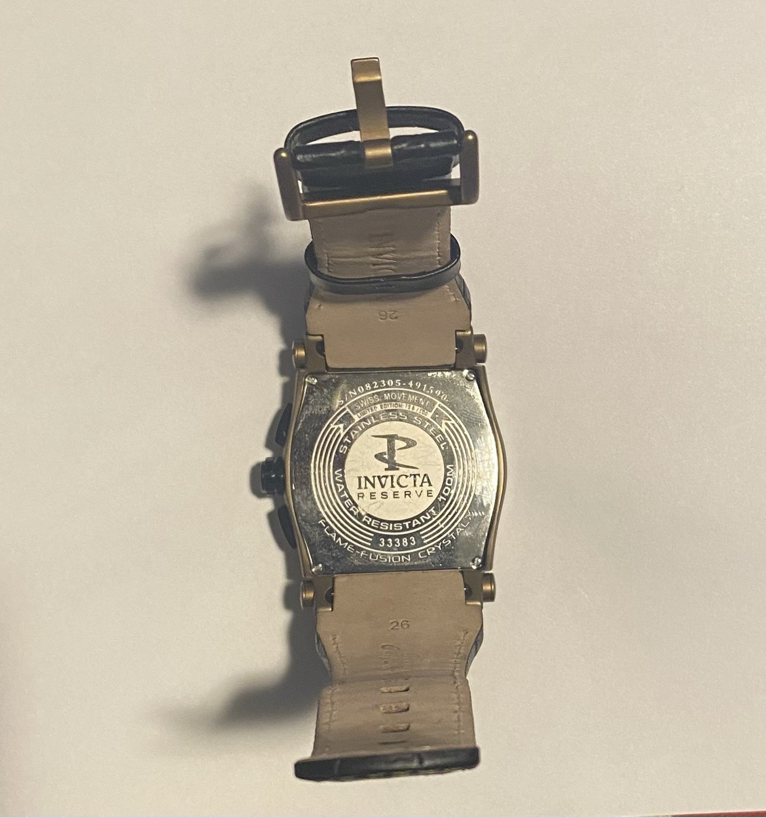 Invicta Men’s Watch Beige/ Brown Leather Band Reserve Model 33383