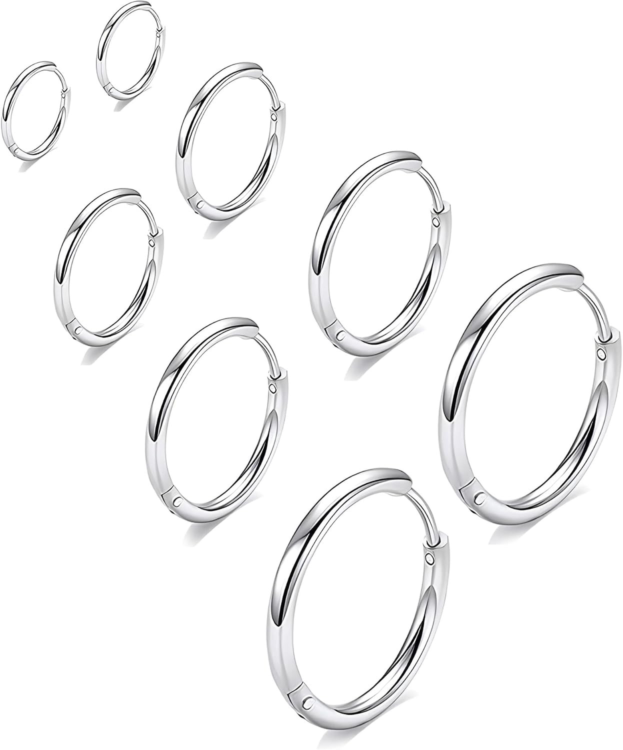 316L Surgical Stainless Steel Huggie Hoop Earrings 6Mm 8Mm 10Mm 11Mm 12Mm 14Mm H