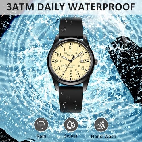 Men’s Easy to Read Watch, Unisex Military Sport Analog Quartz Casual 03-Apricot