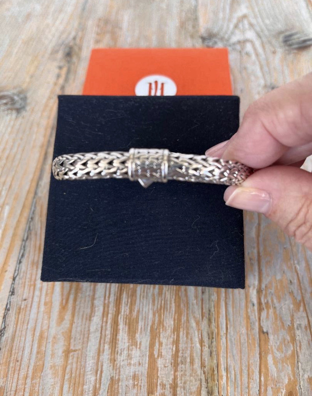 John Hardy 925 Sterling Silver Wheat Chain Cuff Bracelet Signed, No Stone