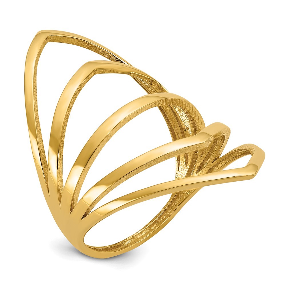 14k Yellow Gold Polished Fancy 5 Bar Ring Size 7 Gift for Women