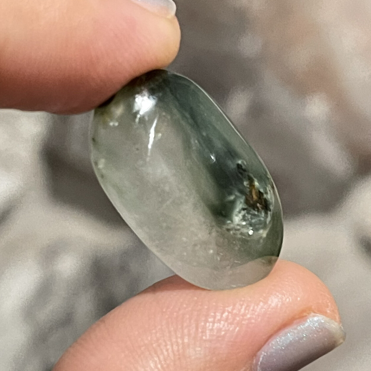 25.6×15.4x6mm Green Angel Hair Quartz Oval Cabochon Loose Gem Stone