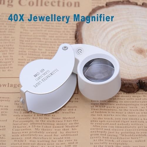 Pocket Jewelry Loupe Magnifier Rechargeable with 6 LED and 3UV Lights, Small Met