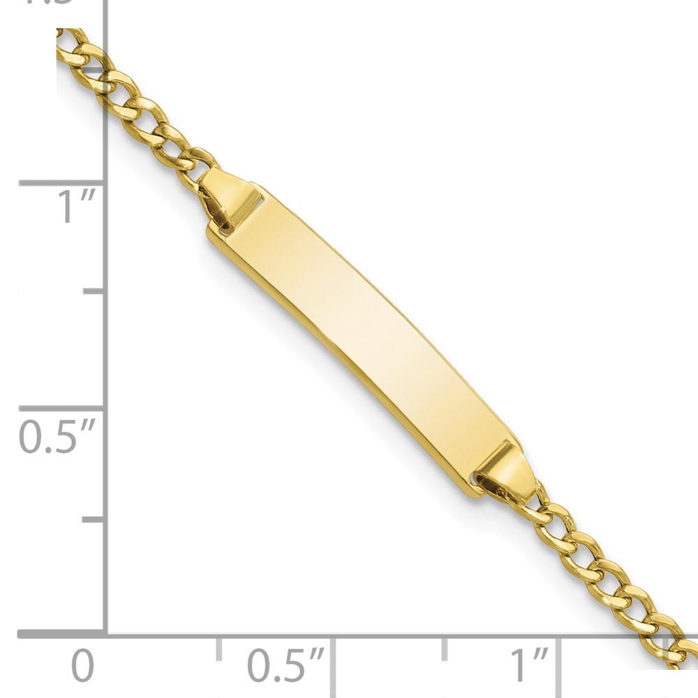 10k Yellow Gold Semi-solid Curb Link ID Bracelet 6″