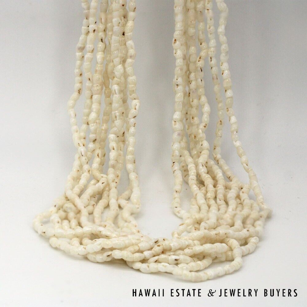Ni’ihau Shell Wedding Lei 10 Strand Pololei Laiki Ke’oke’o Apu’upu’u 50 Inch
