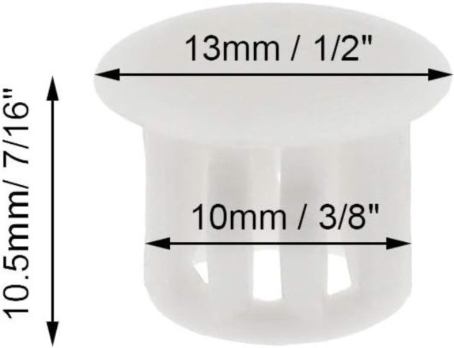 Plastic Hole Plugs, 10mm 3/8″, White, 30PCS | Flush Type, Snap in Locking, Fu…