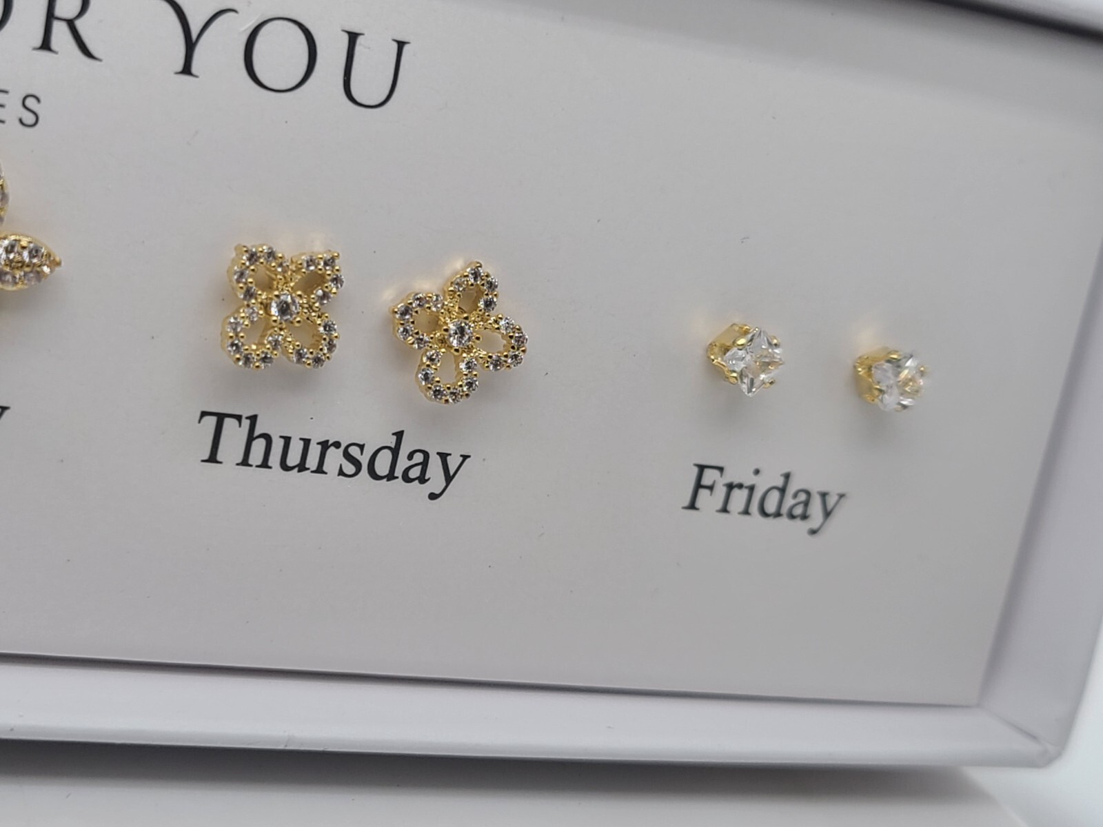 Just For You Best Wishes Gold-tone CZ Stud 10mm Earrings Set