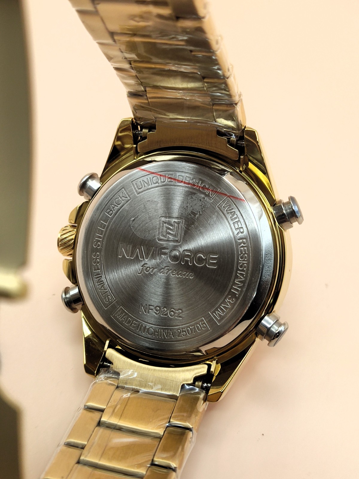 #Rare Naviforce Gold Plated Refurbished Ana Digi Black Dial Men’s Wrist Watch
