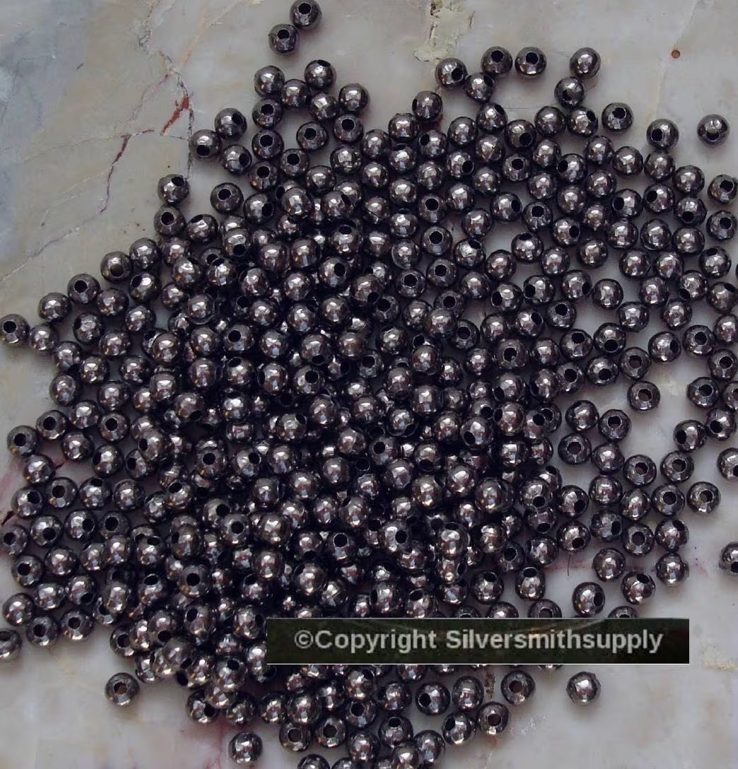 Gunmetal Black 4mm round spacer beads 500 lrg hole spacers fits leather FPB094B