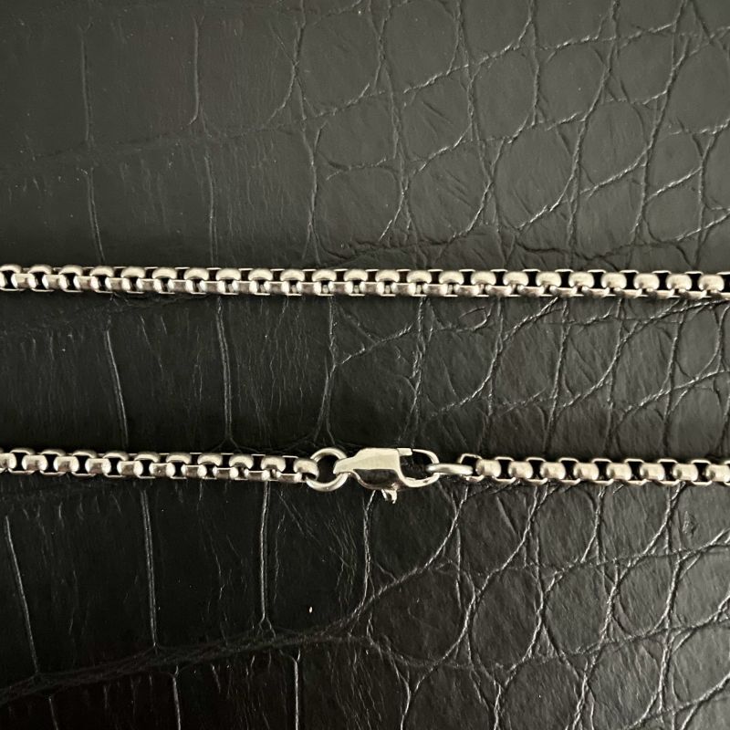 Pure Titanium Necklace Width 3mm Square Box Sub Chain Antiallergic Trend Chain