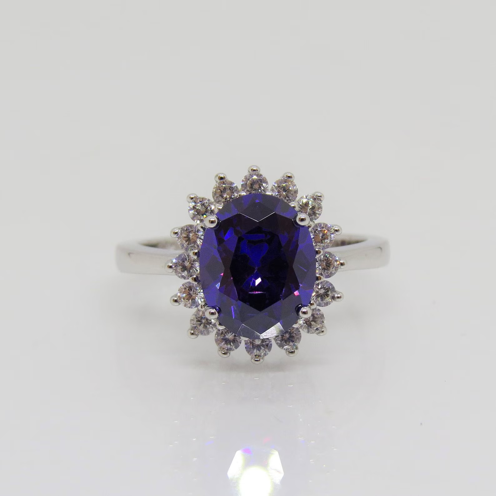 4.70 Ct Oval Cut Natural Sapphire Diamond Engagement Ring 14K Solid White Gold 6