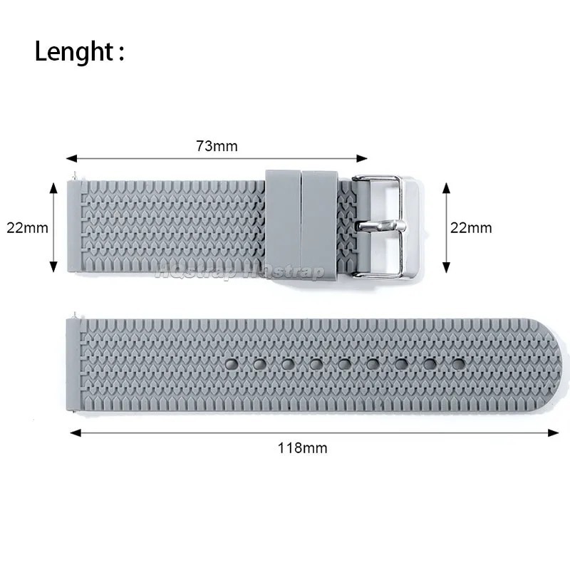 22mm Waffle Rubber Watch Band Quick Release Silicone Strap for Seiko Diver SKX