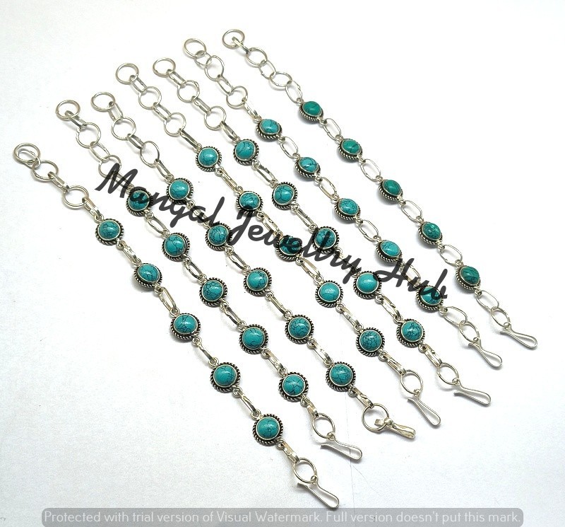 Sale Turquoise Gemstone Bracelets 925 Sterling Silver Plated Jewellery 10PCS Lot