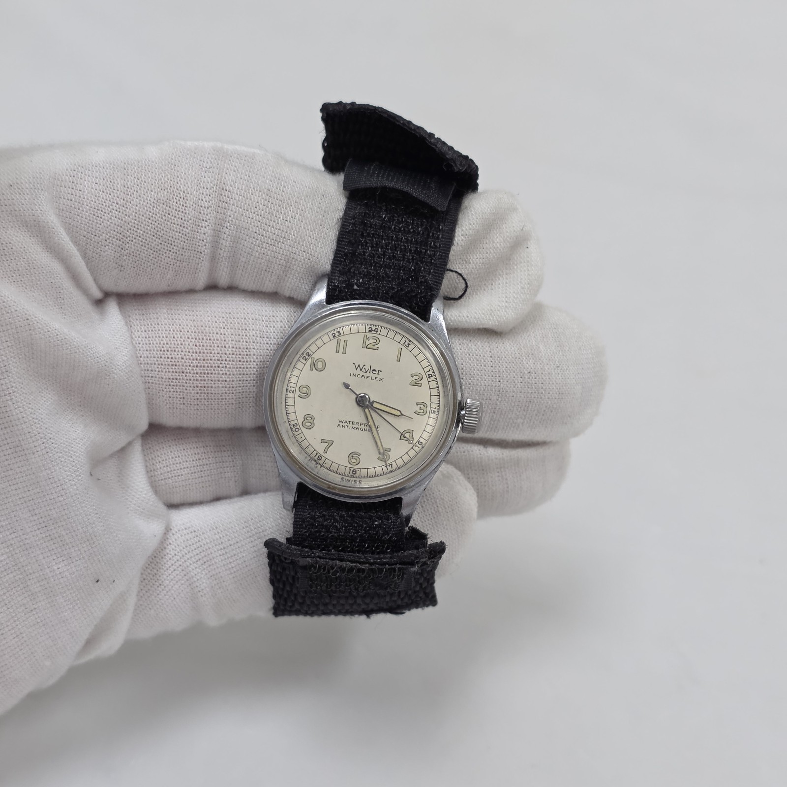 Vintage Mens Wyler Military Style Swiss 1940s Wrist Watch Mechanical Wind Up