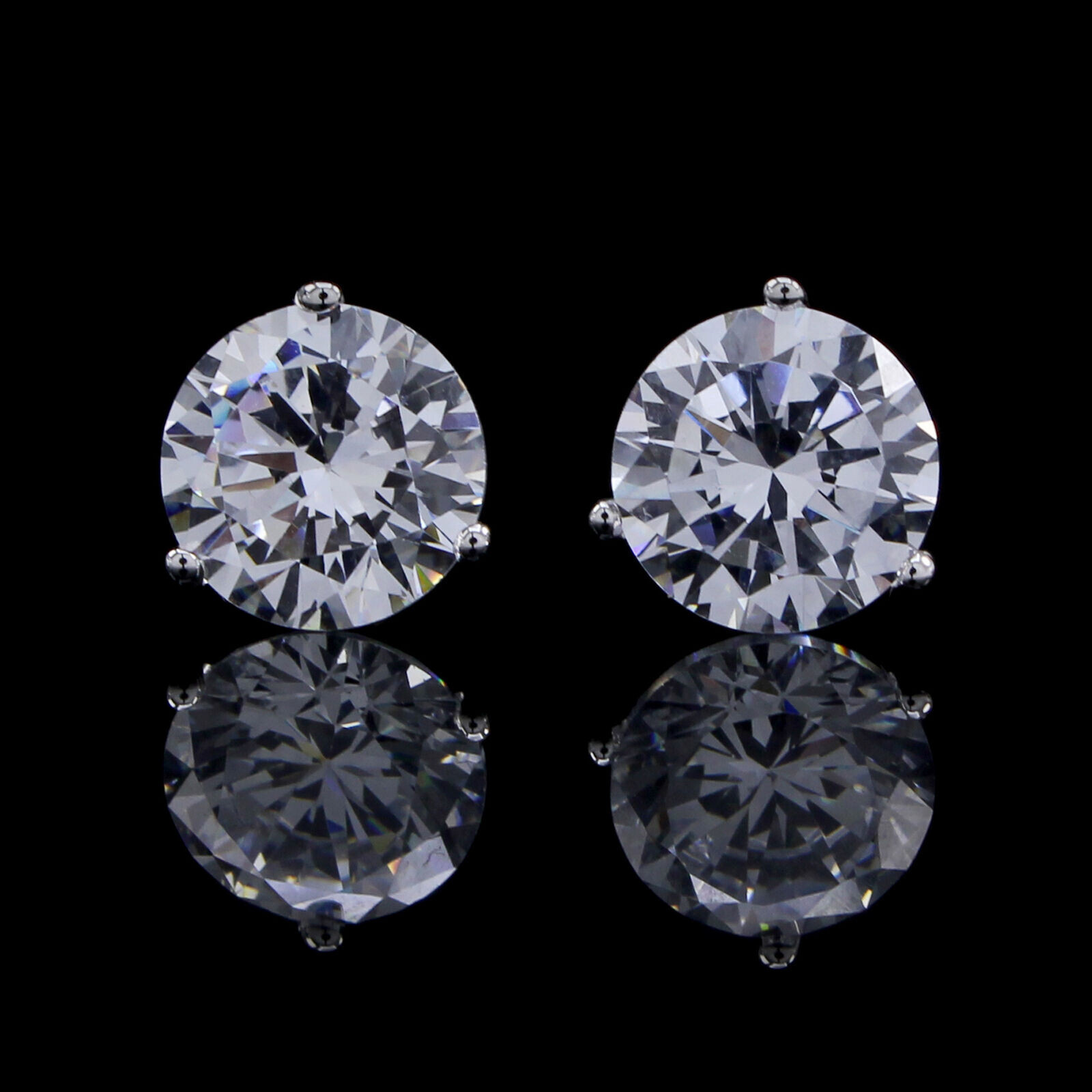 3 Ct Solitaire Martini Stud Earrings Round Cut Simulated Diamond 10K White Gold