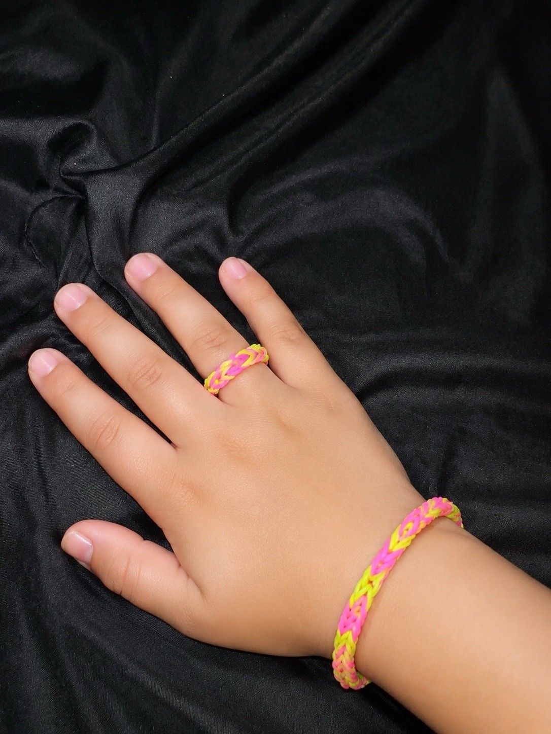 Braided Beaded Rubber Bracelet Pink Yellow for girls all 3