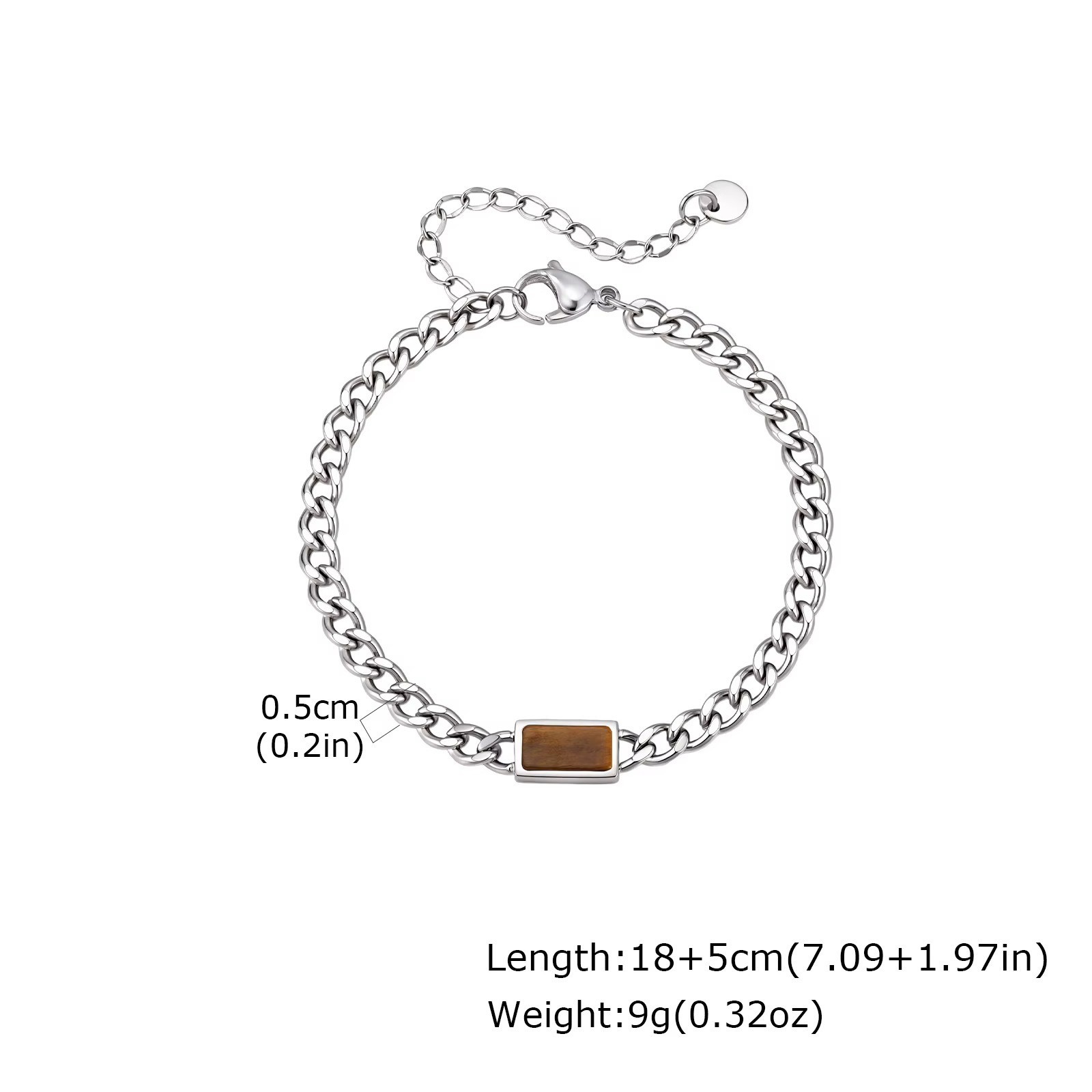 5mm Width Adjustable Chain Bracelet for Men, Stainless Steel Polished Jewellery