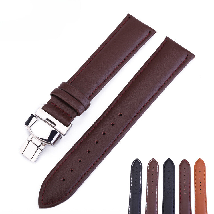 Premium Genuine Calf Leather Watch Strap Band Butterfly Clasp12-24mm Universal