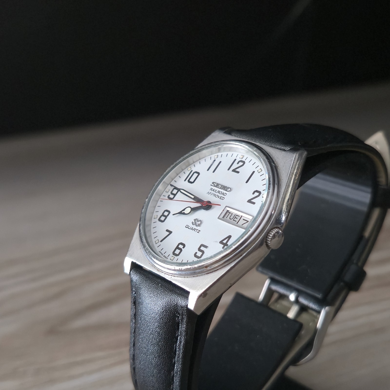 Vintage Seiko SQ Railroad Approved Men’s Watch Silver 12 Hr Day/Date Non Working