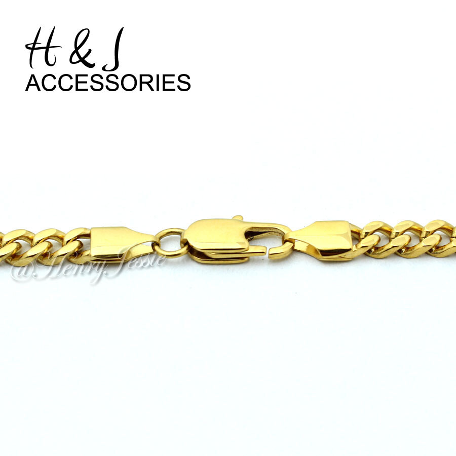 18″-40″MEN Stainless Steel 5mm Gold Plated Cuban Chain ICY CZ Jesus Pendant*G133