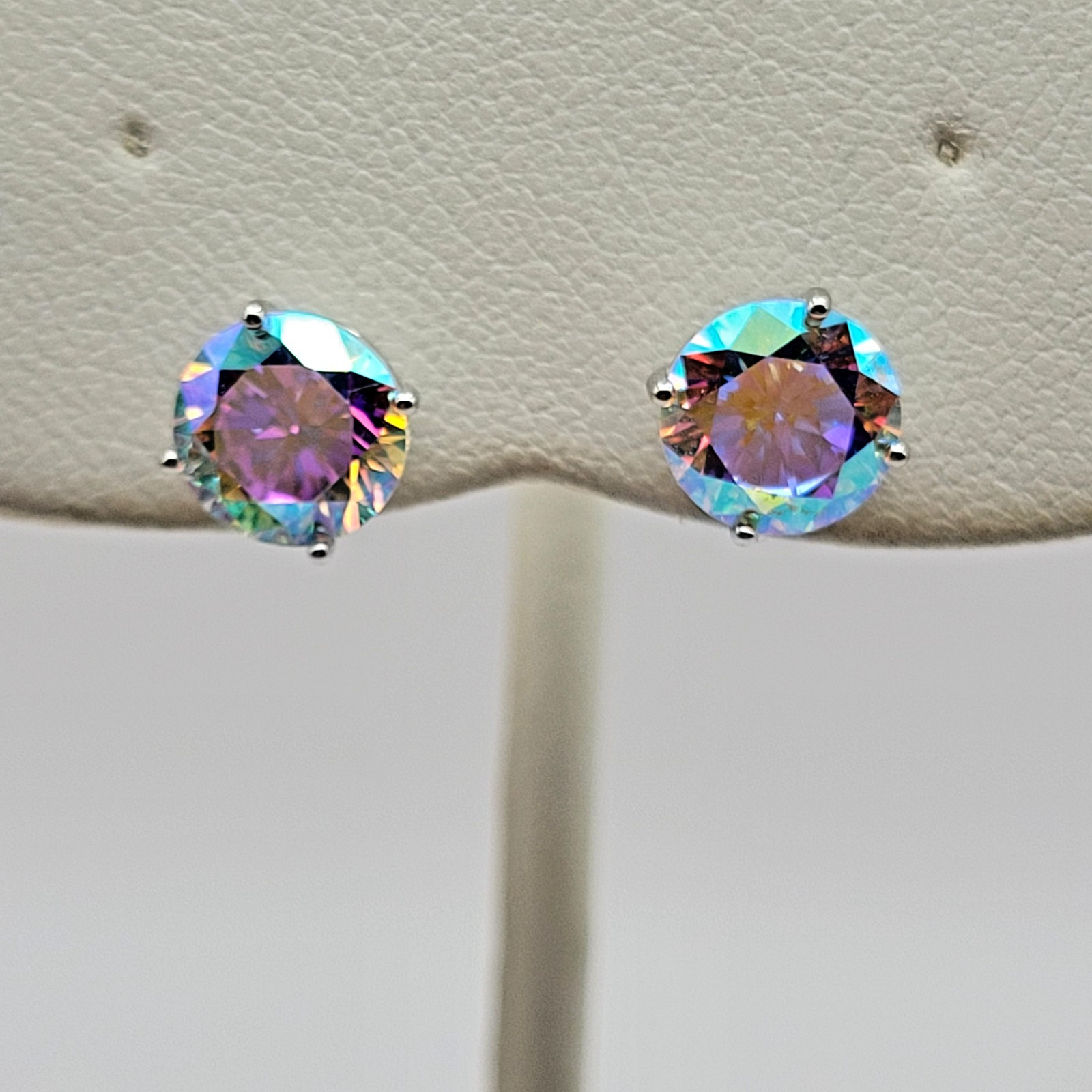 JTV Bella Luce Aurora Borealis Collection Sterling Silver Solitaire Earrings
