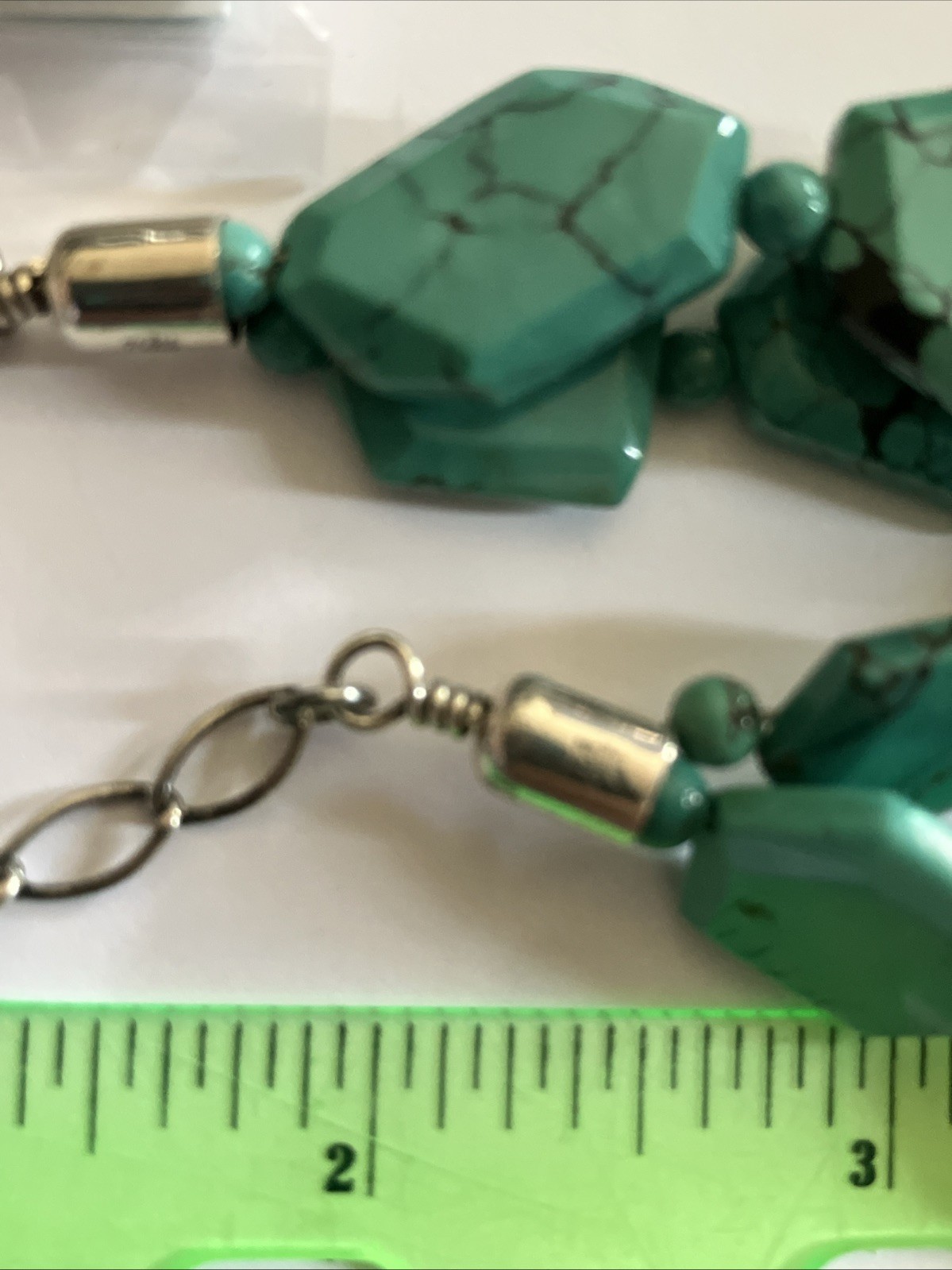 Jay King DTR Double Strand Turquoise Slab Beads Sterling 925 20” New 102 Grams