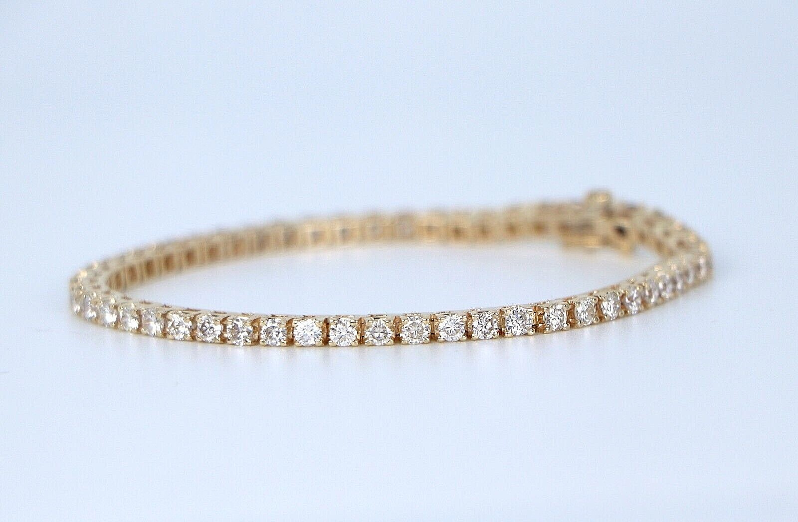 6.60Ct Round Cut GDGL Certified Natural Diamond Tennis Bracelet 18K Yellow Gold