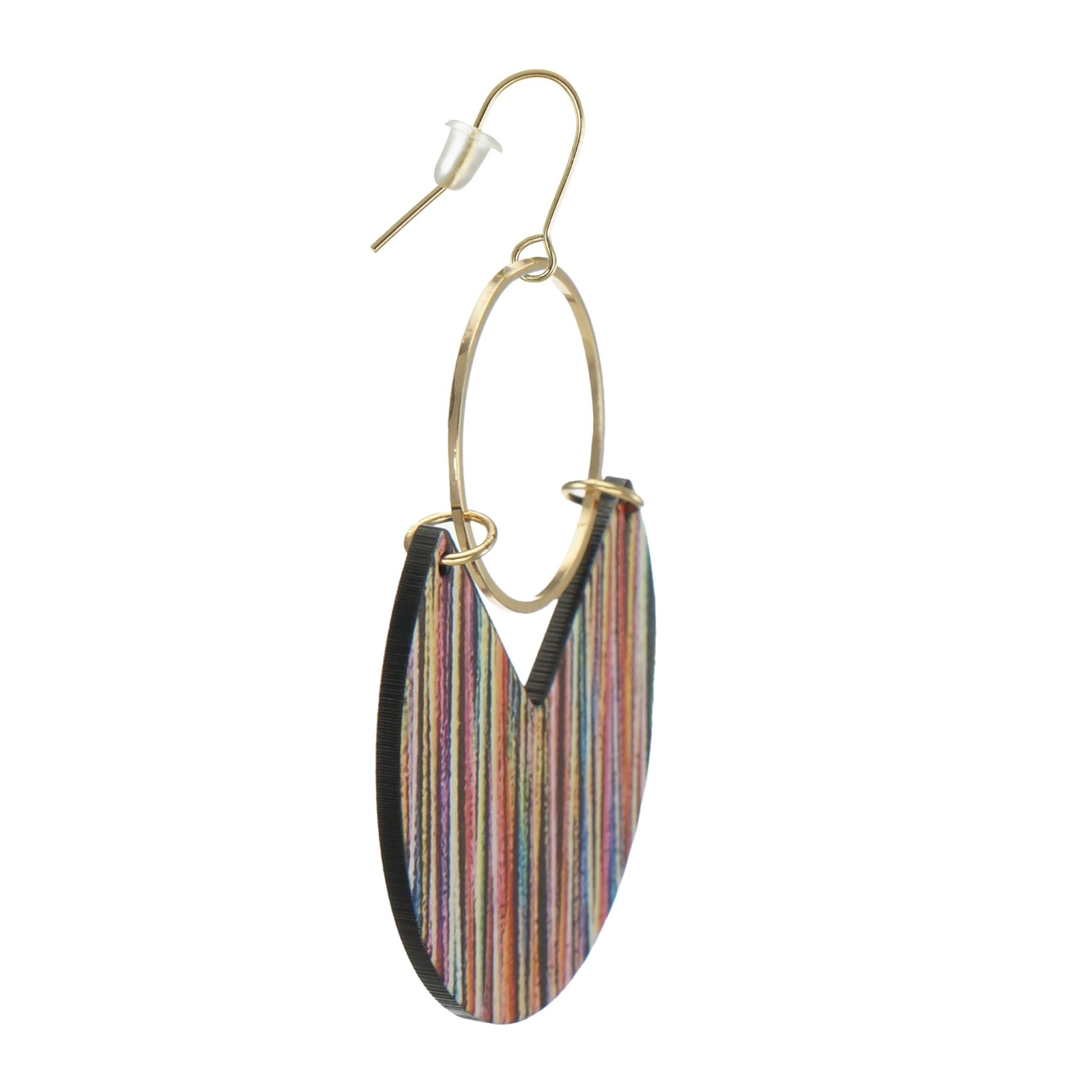 Beautiful Multi-Color Striped Boho Statement Hoop Lightweight Earrings 18K Wires