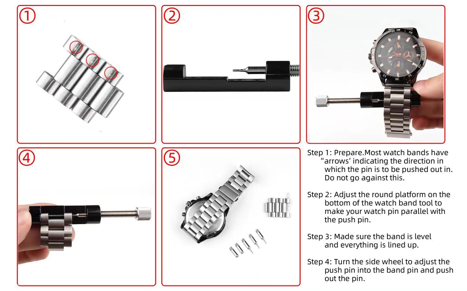 Watch Link Removal Kit, Tools to Adjust and Remove Bracelets，Pin Remover for …